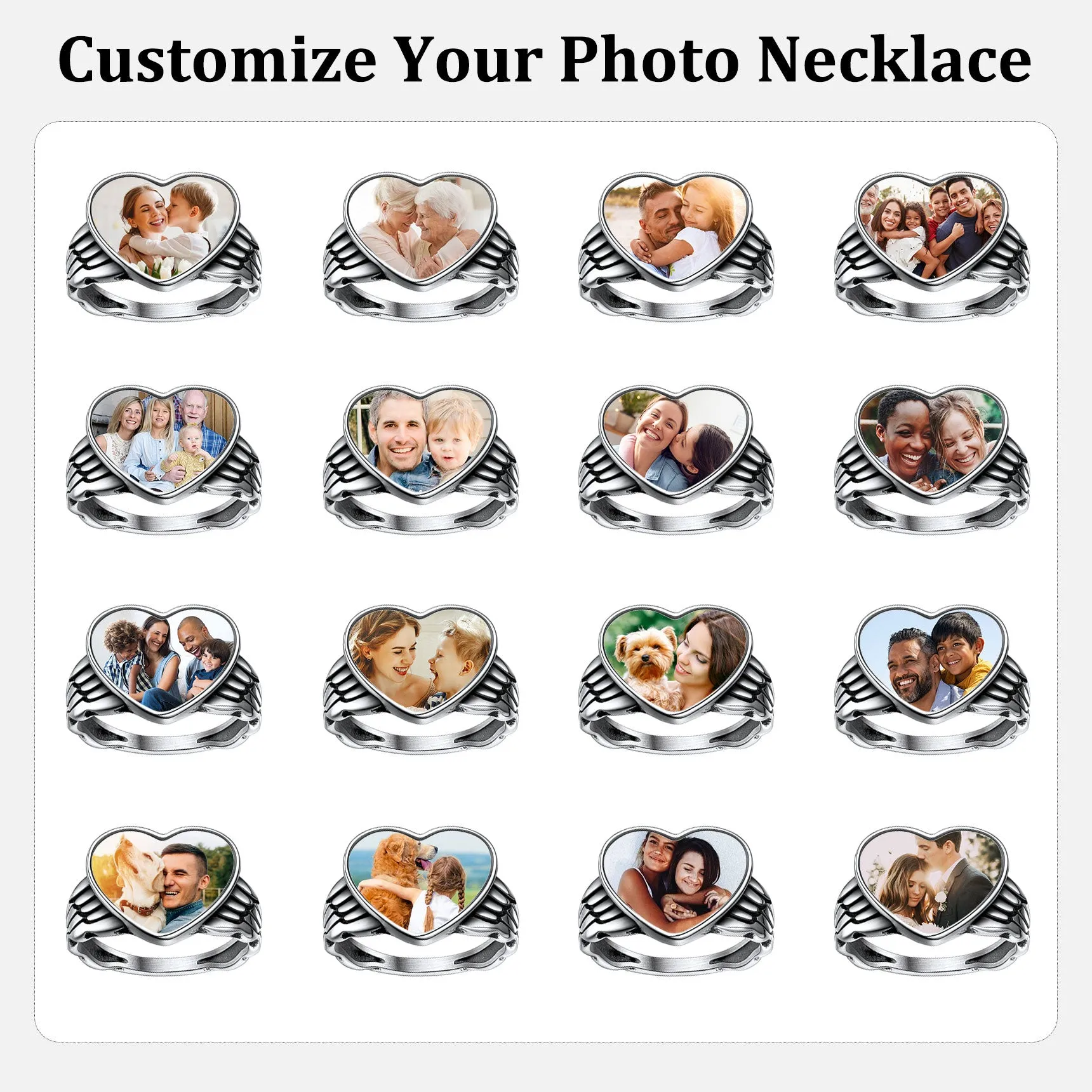 Personalized Photo Heart Angel Wing Ring with Picture for Women Men sold by FaithHeart product image thumbnail 5