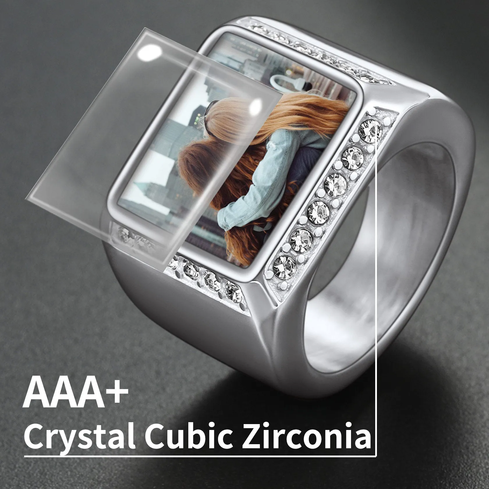 Personalized Photo Name Square Signet Ring Gift for Men Women sold by FaithHeart product image thumbnail 5