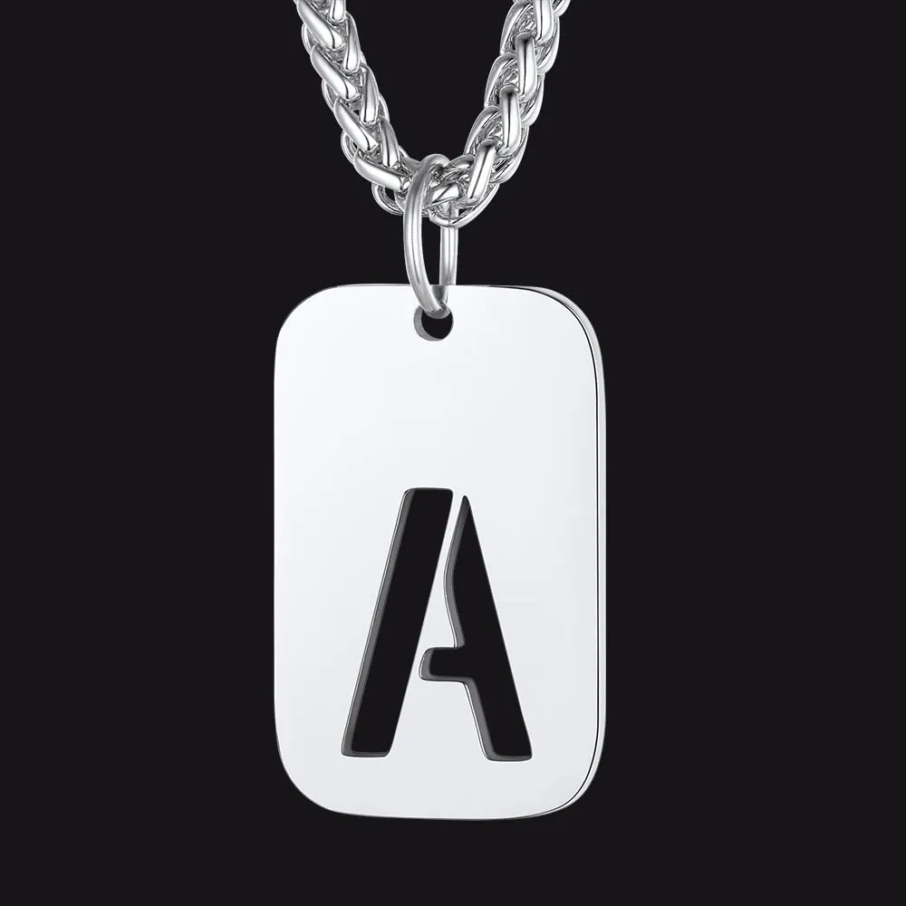 Personalized Hollow Letter Initial Dog Tag Pendant Necklace for Men Women sold by FaithHeart