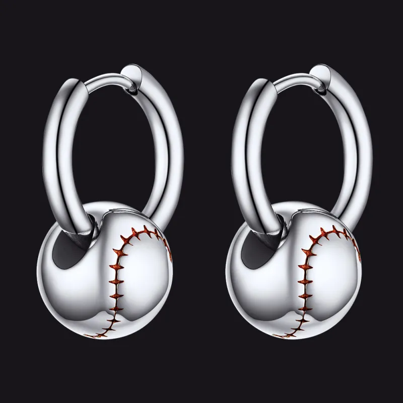Baseball Drop Hoop Earrings for Men Women sold by FaithHeart