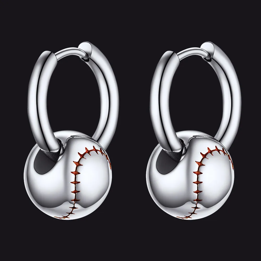 Baseball Drop Hoop Earrings for Men Women sold by FaithHeart
