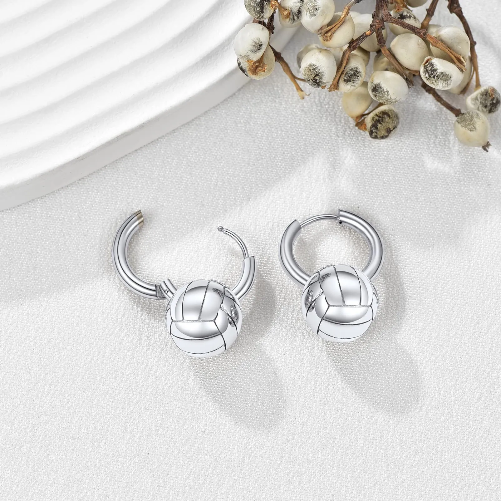 Flash Sale Volleyball Dangle Hoop Earrings for Men Women sold by FaithHeart product image thumbnail 4