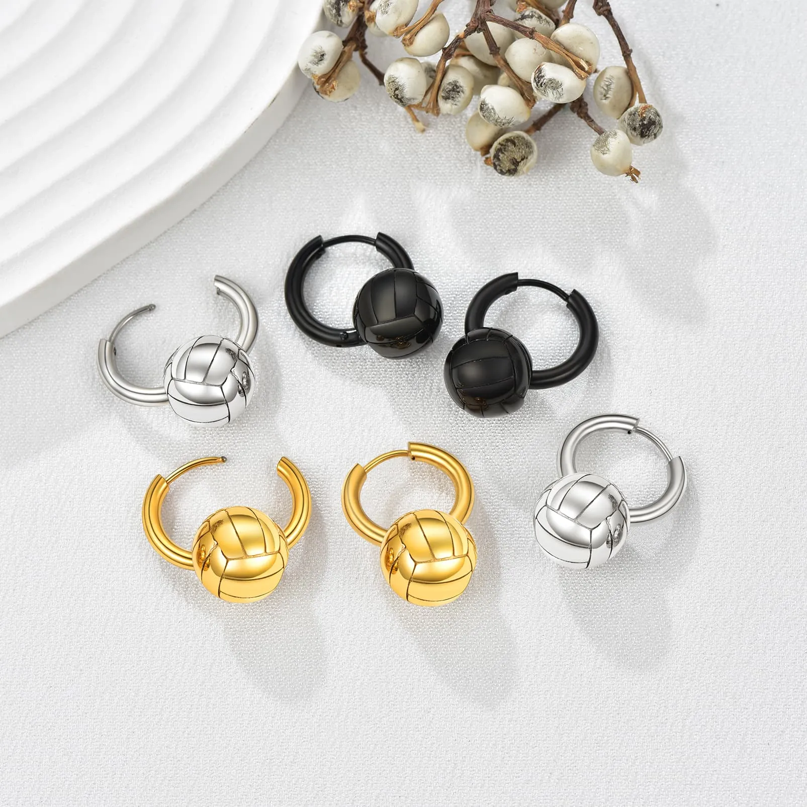 Flash Sale Volleyball Dangle Hoop Earrings for Men Women sold by FaithHeart product image thumbnail 3