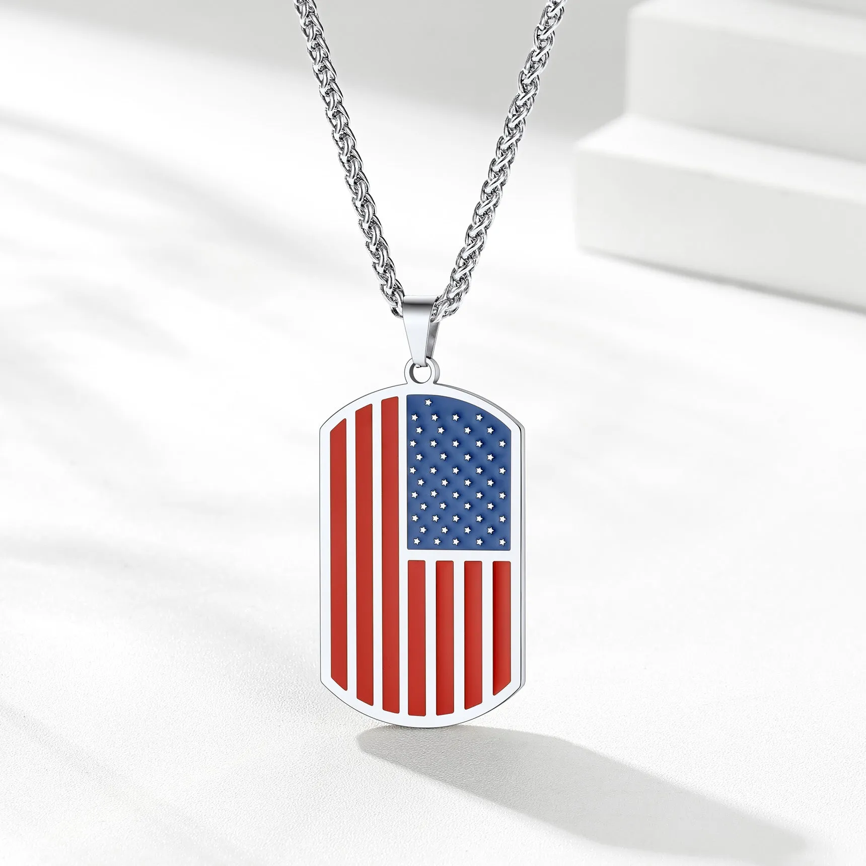Personalized American Flag Dog Tag Necklace with Picture for Men sold by FaithHeart product image thumbnail 4
