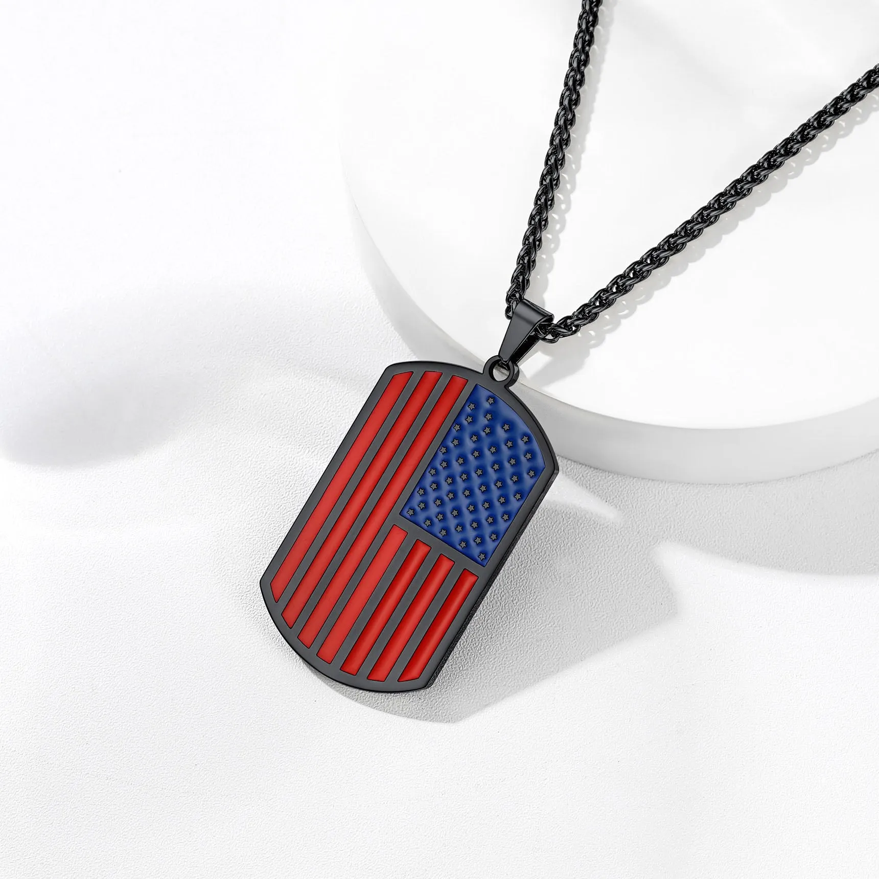 Personalized American Flag Dog Tag Necklace with Picture for Men sold by FaithHeart product image thumbnail 5