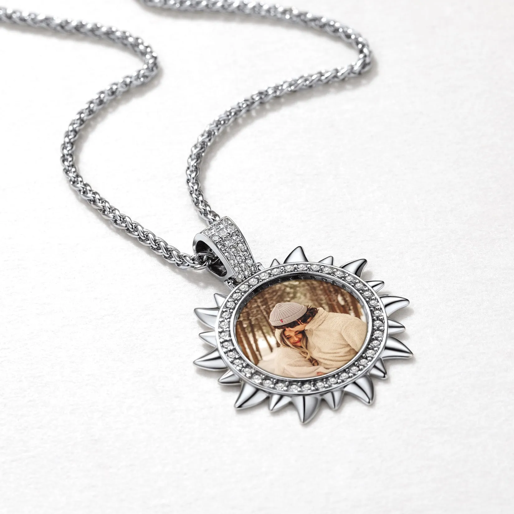 Customized CZ Sun Photo Necklace with Picture sold by FaithHeart product image thumbnail 4