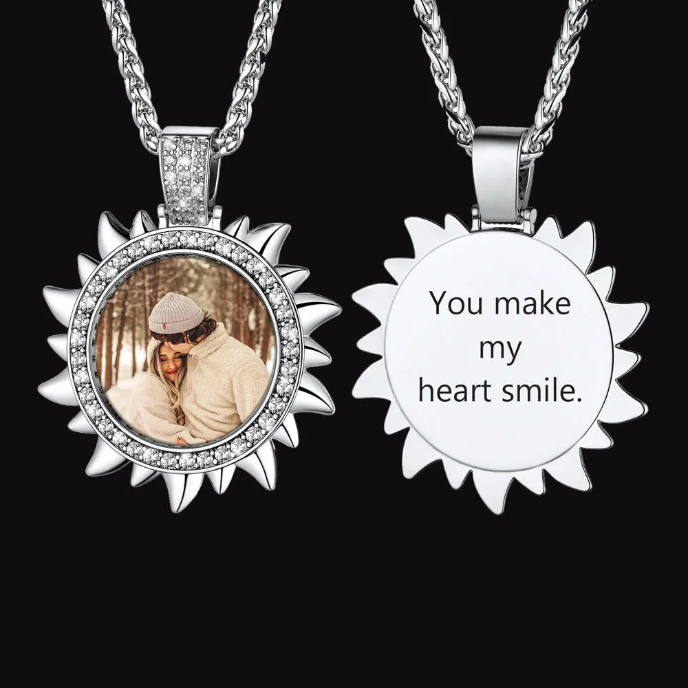 Customized CZ Sun Photo Necklace with Picture sold by FaithHeart