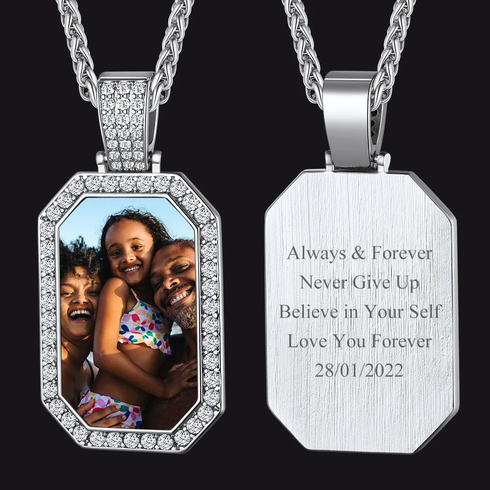 Personalized Memorial Picture Dog Tag Necklace with Zirconia for Men Women sold by FaithHeart