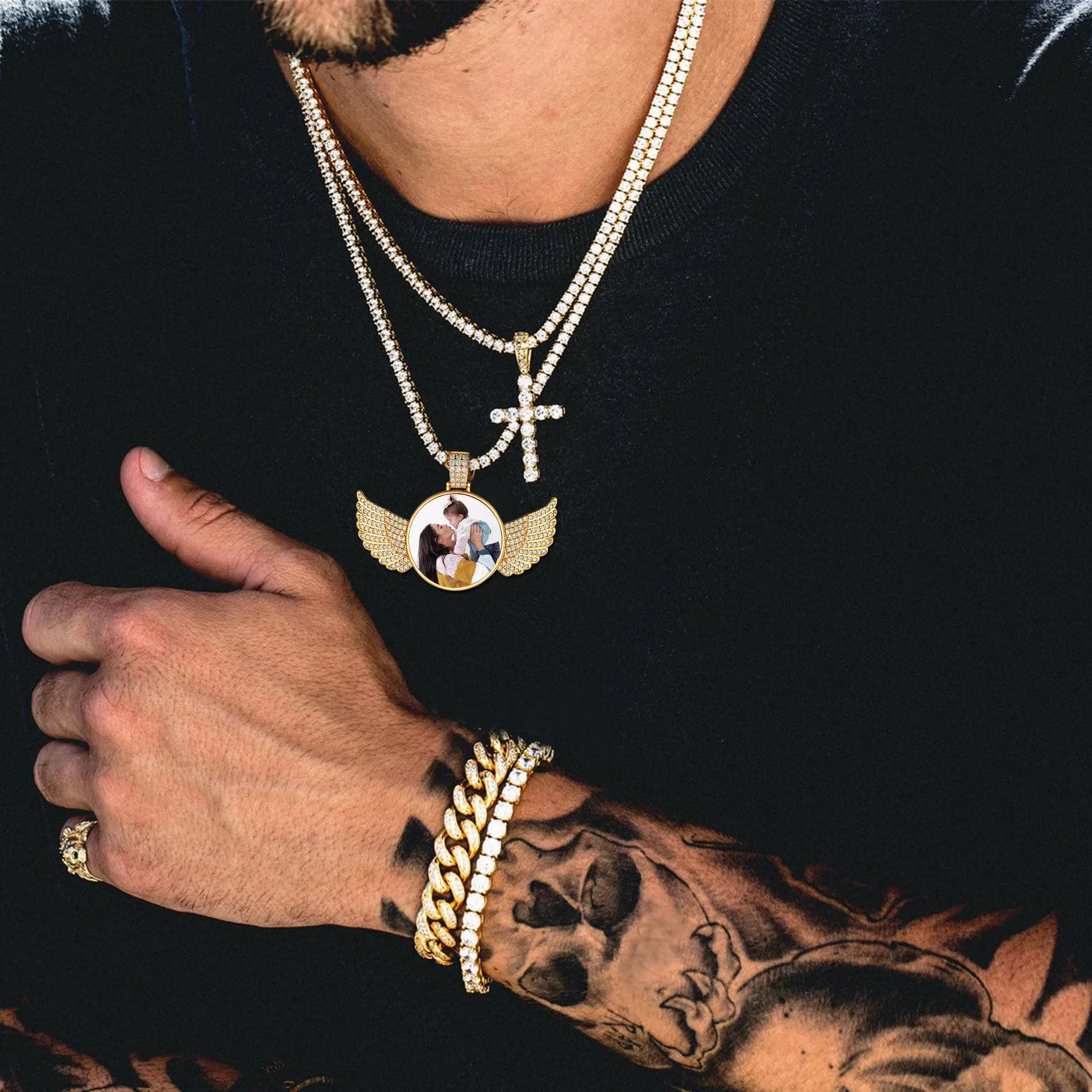 Personalized Angel Wings Picture Necklace Memorial Gift for Men Women sold by FaithHeart product image thumbnail 2