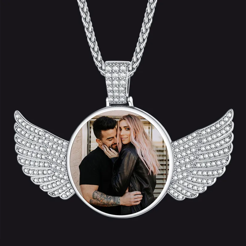 Personalized Angel Wings Picture Necklace Memorial Gift for Men Women sold by FaithHeart