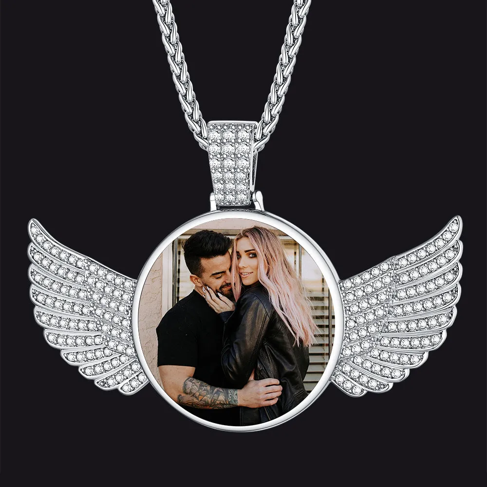 Personalized Angel Wings Picture Necklace Memorial Gift for Men Women sold by FaithHeart