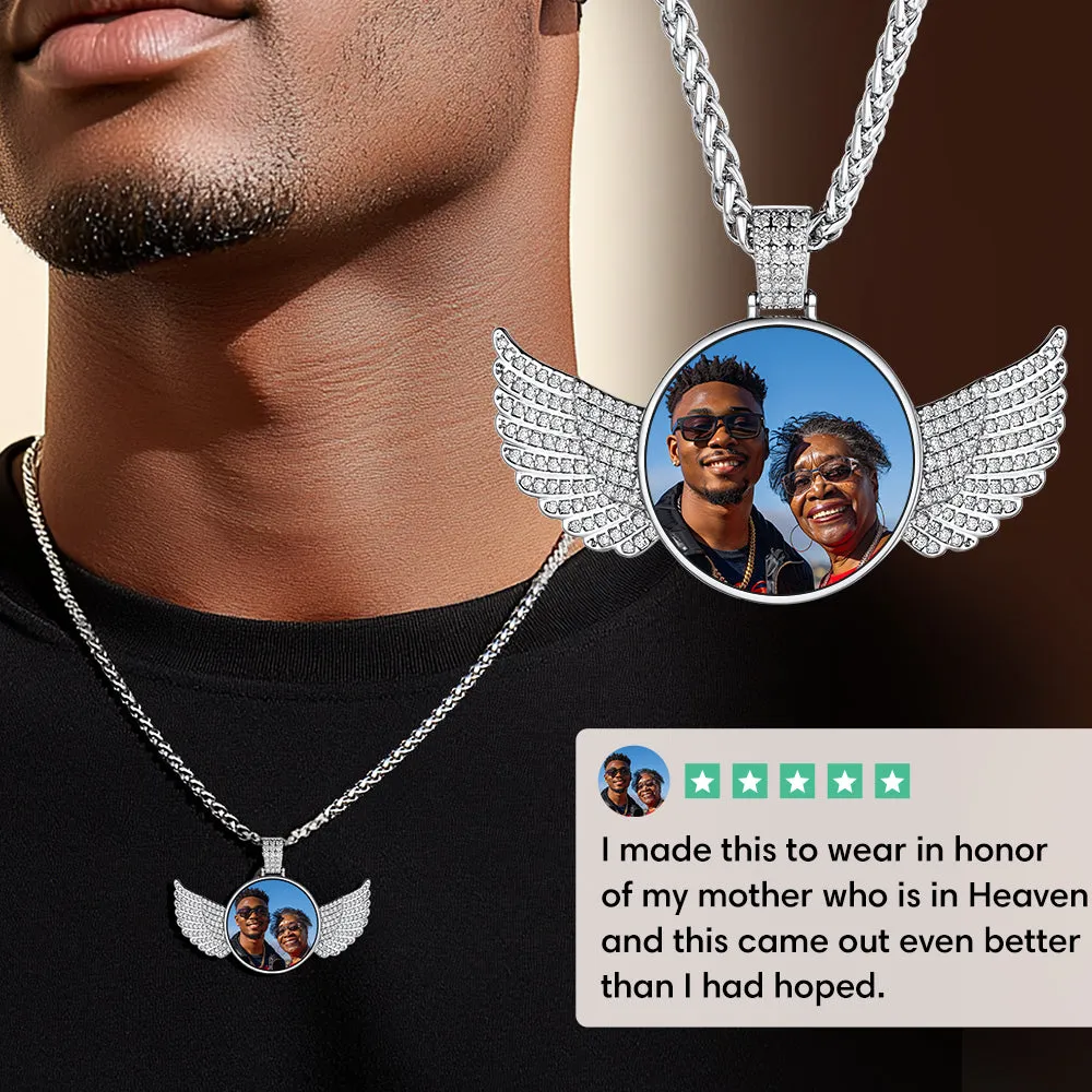Personalized Angel Wings Picture Necklace Memorial Gift for Men Women sold by FaithHeart product image thumbnail 3