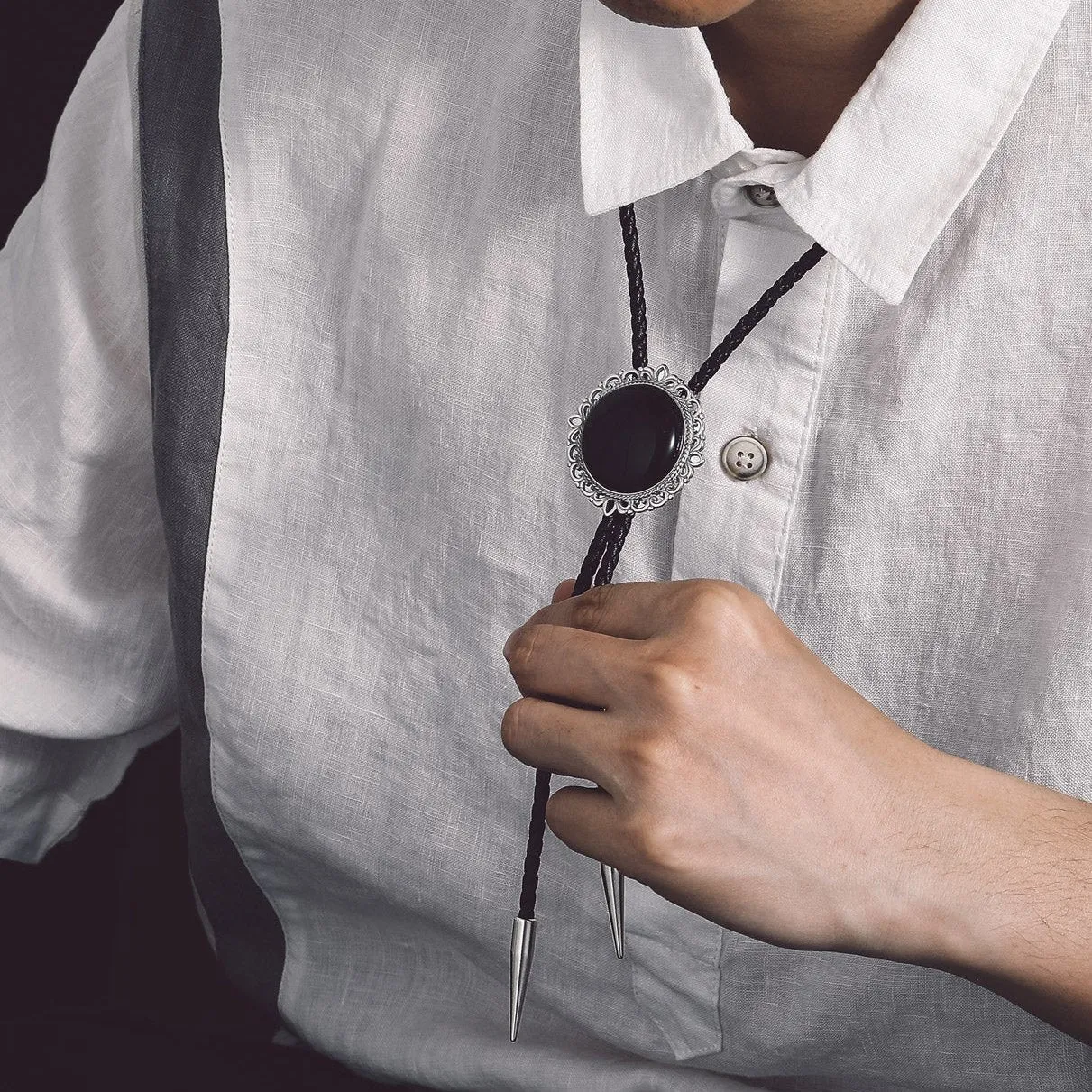 Western Wedding Black Onyx Bolo Ties for Men Women sold by FaithHeart product image thumbnail 3