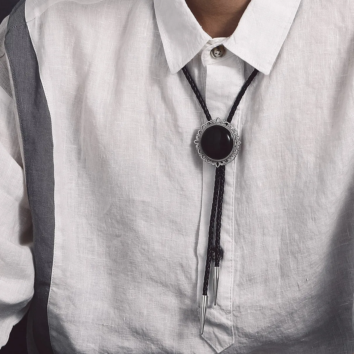 Western Wedding Black Onyx Bolo Ties for Men Women sold by FaithHeart product image thumbnail 2