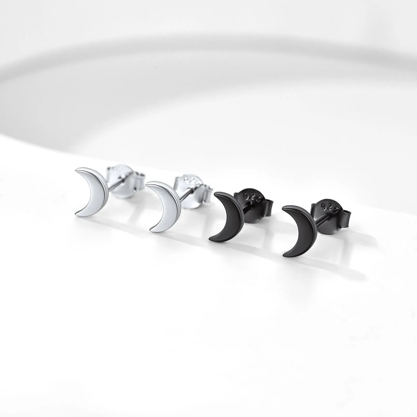 Sterling Silver Moon Stud Earrings for Women sold by FaithHeart product image thumbnail 4