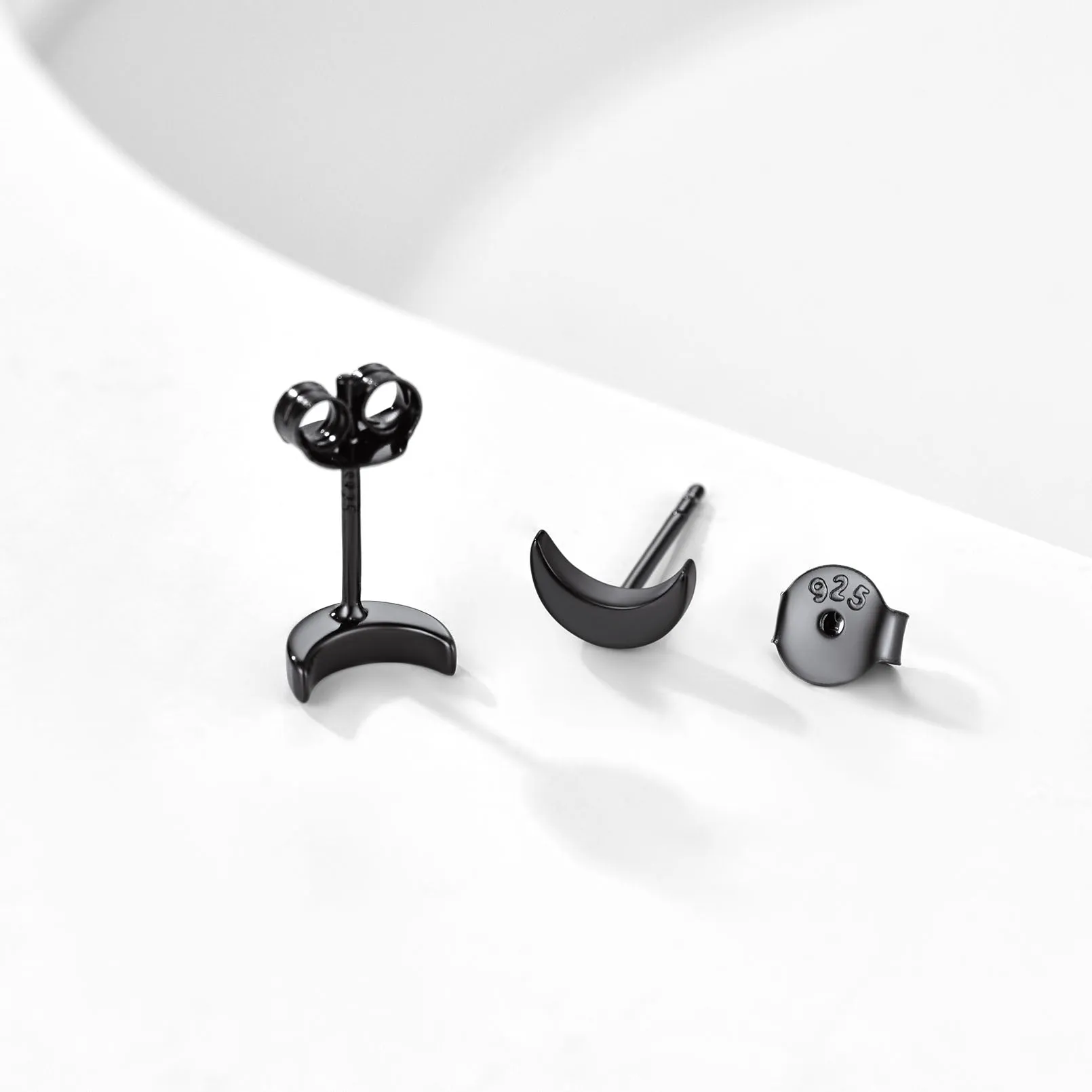 Sterling Silver Moon Stud Earrings for Women sold by FaithHeart product image thumbnail 5