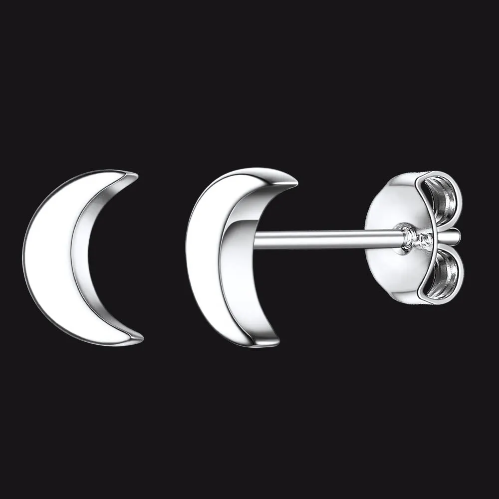 Sterling Silver Moon Stud Earrings for Women sold by FaithHeart