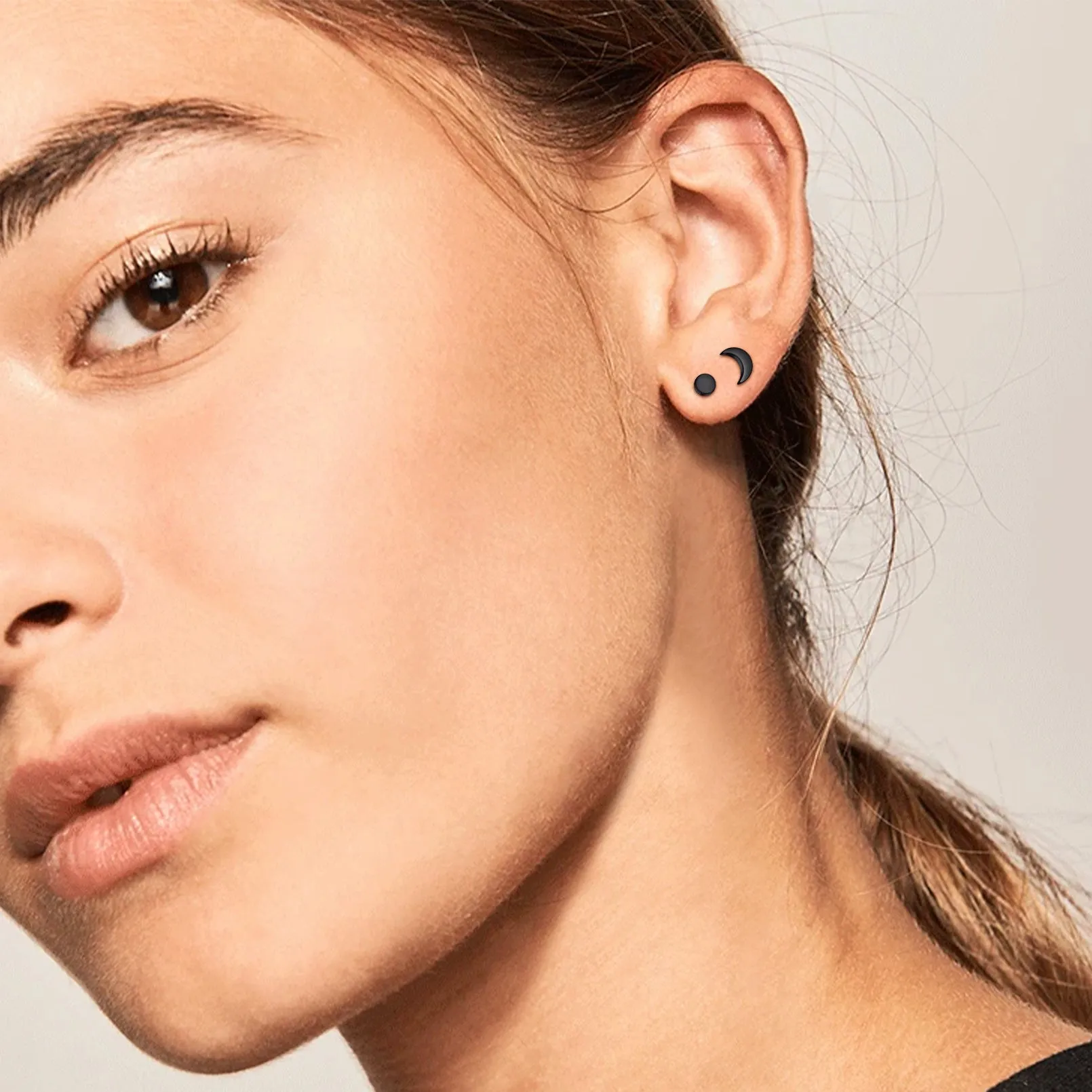 Sterling Silver Moon Stud Earrings for Women sold by FaithHeart product image thumbnail 2