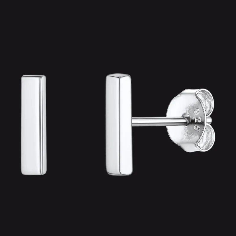 Sterling Silver Simple Bar Stud Earrings for Women sold by FaithHeart