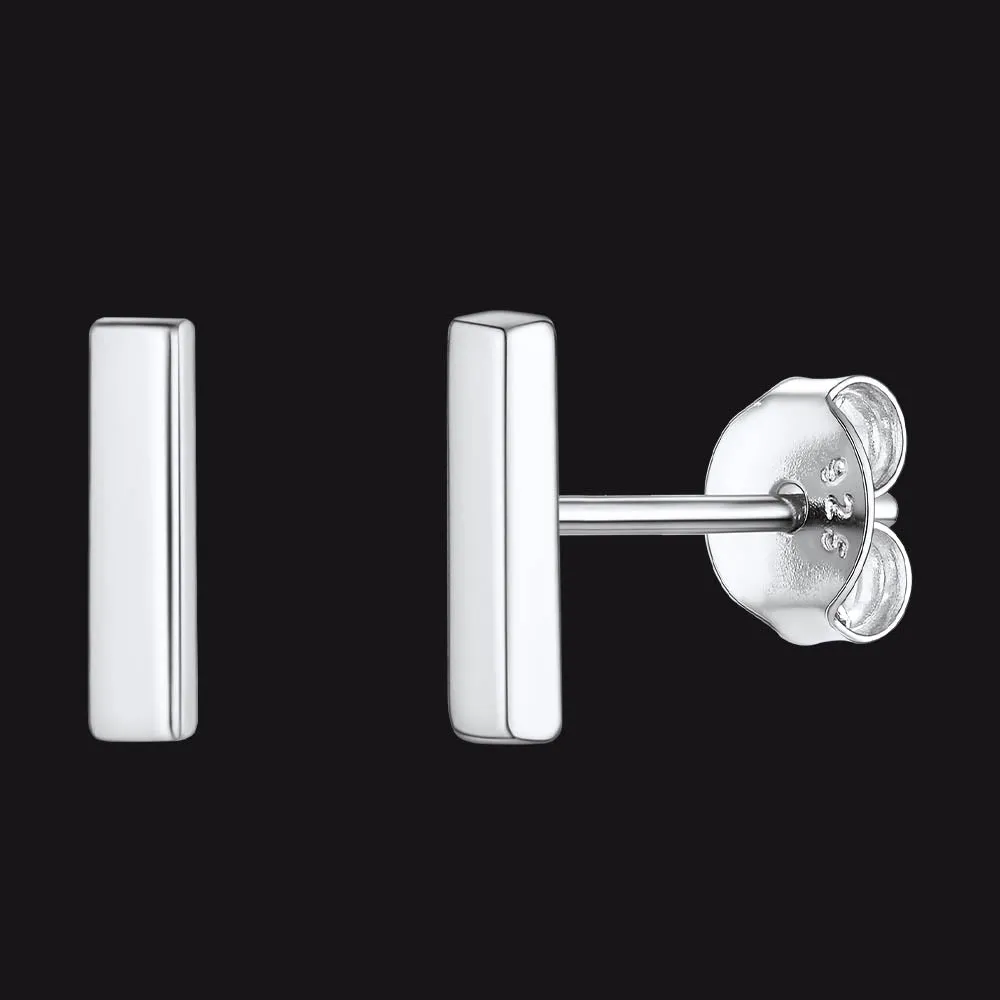 Sterling Silver Simple Bar Stud Earrings for Women sold by FaithHeart