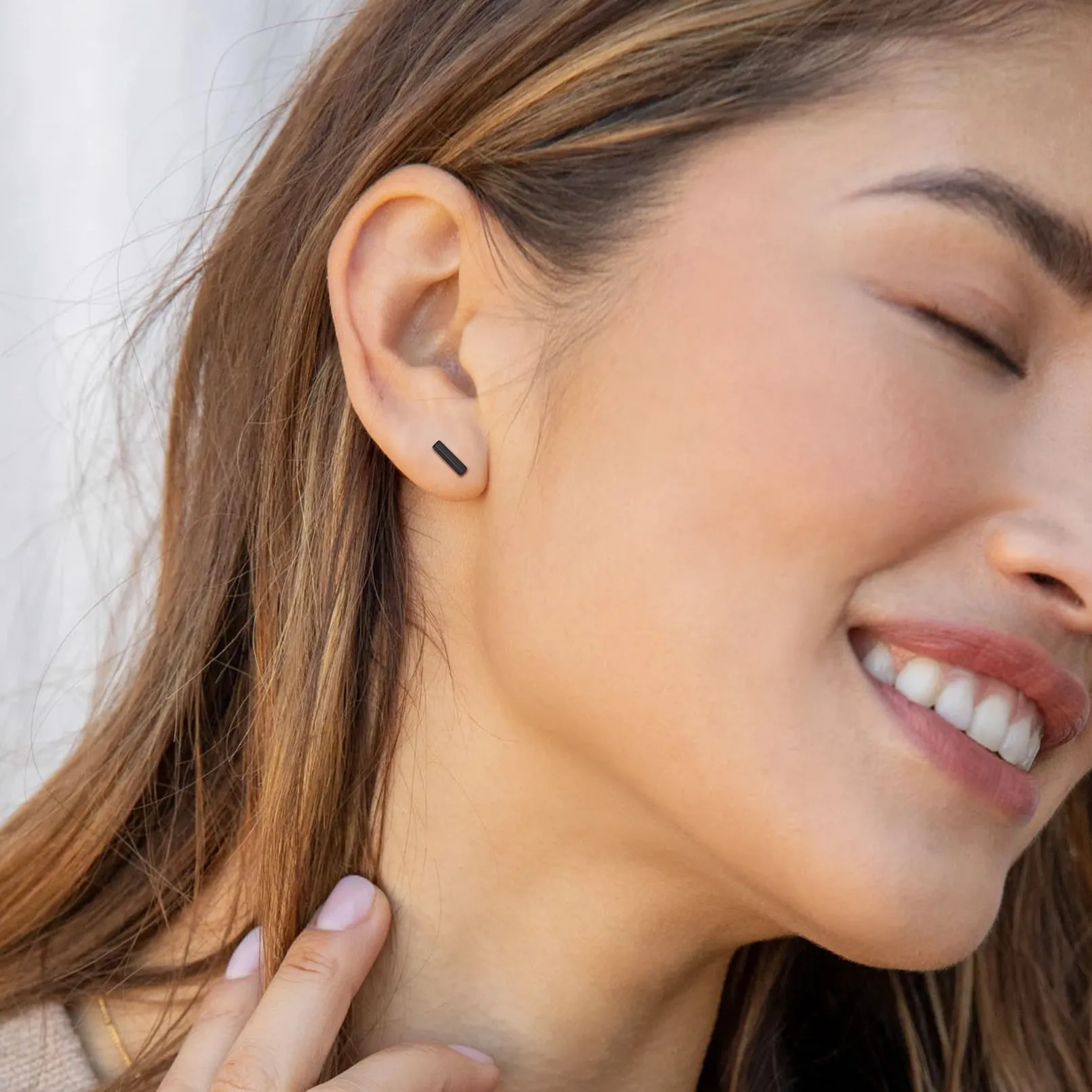 Sterling Silver Simple Bar Stud Earrings for Women sold by FaithHeart product image thumbnail 3