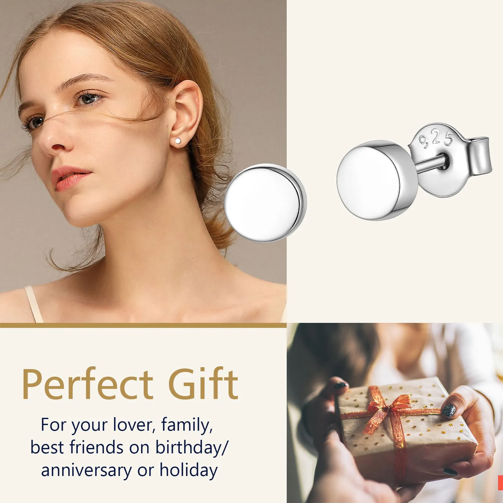 Sterling Silver Dot Stud Earrings for Women Men sold by FaithHeart product image thumbnail 4