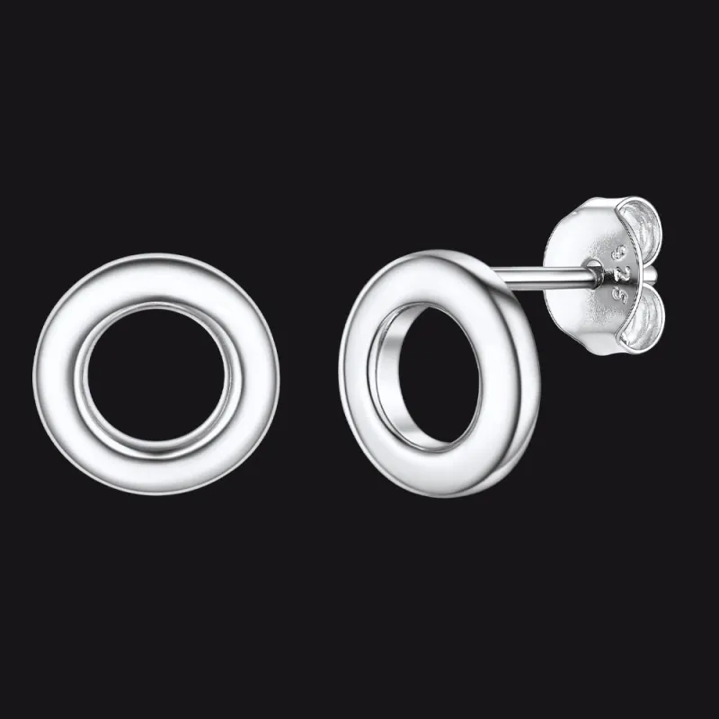 Sterling Silver Classic Circle Stud Earrings for Women sold by FaithHeart
