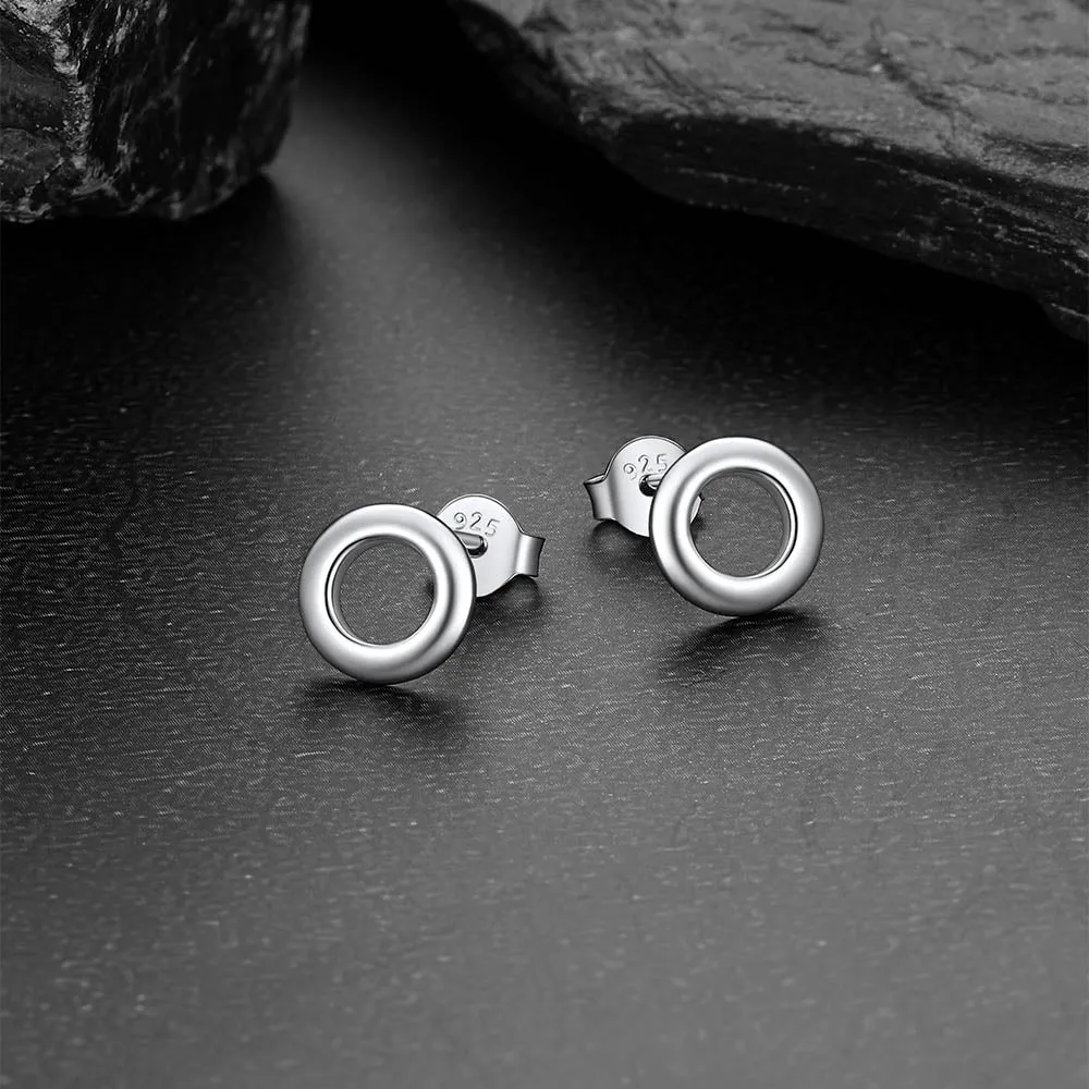 Sterling Silver Classic Circle Stud Earrings for Women sold by FaithHeart product image thumbnail 4