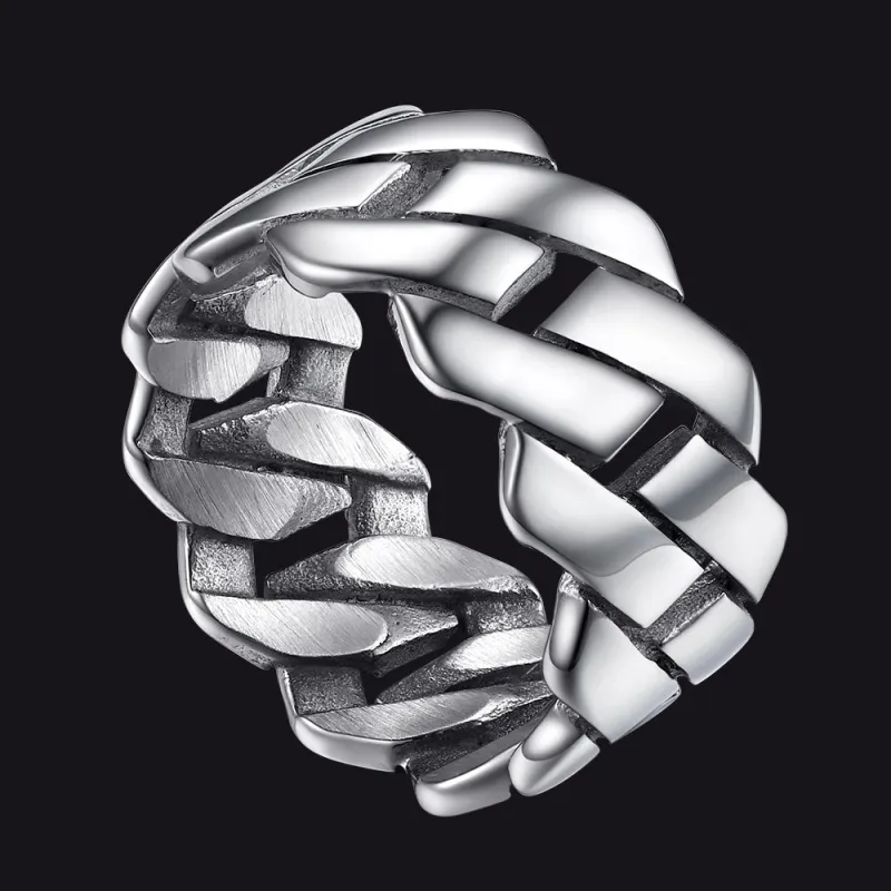 Biker Cuban Chain Stainless Steel Ring for Men 11MM sold by FaithHeart