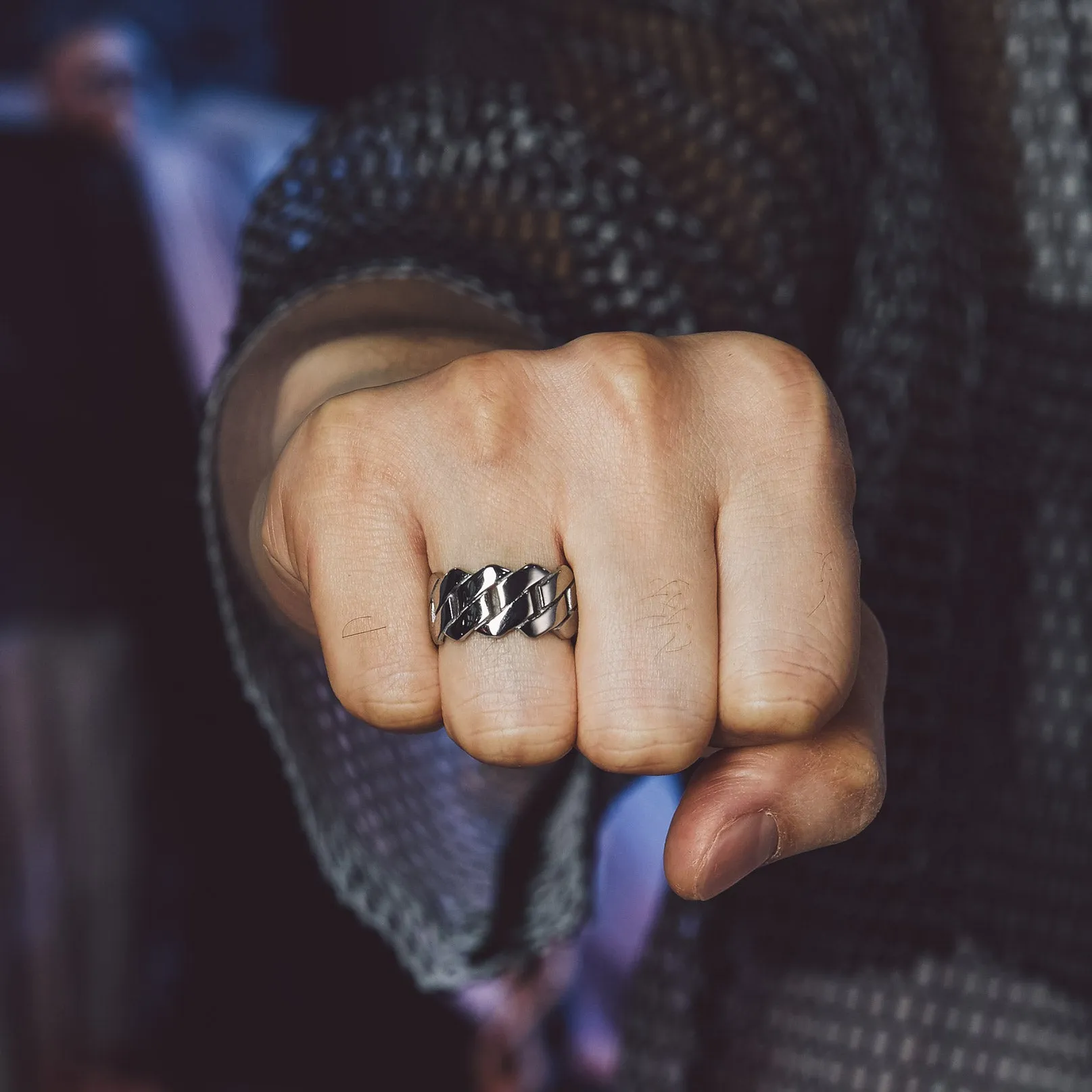 Biker Cuban Chain Stainless Steel Ring for Men 11MM sold by FaithHeart product image thumbnail 3