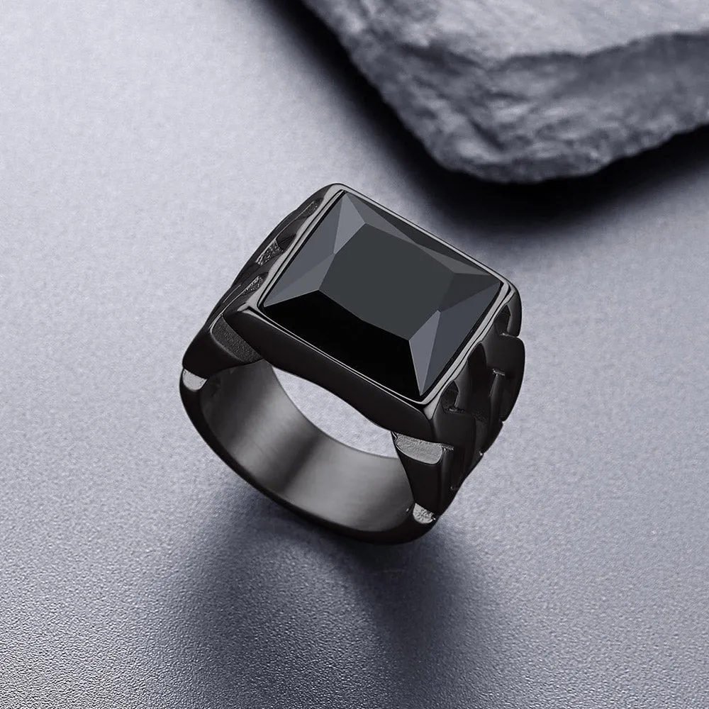 Celtic Black Onyx Signet Ring in Stainless Steel for Men sold by FaithHeart product image thumbnail 5