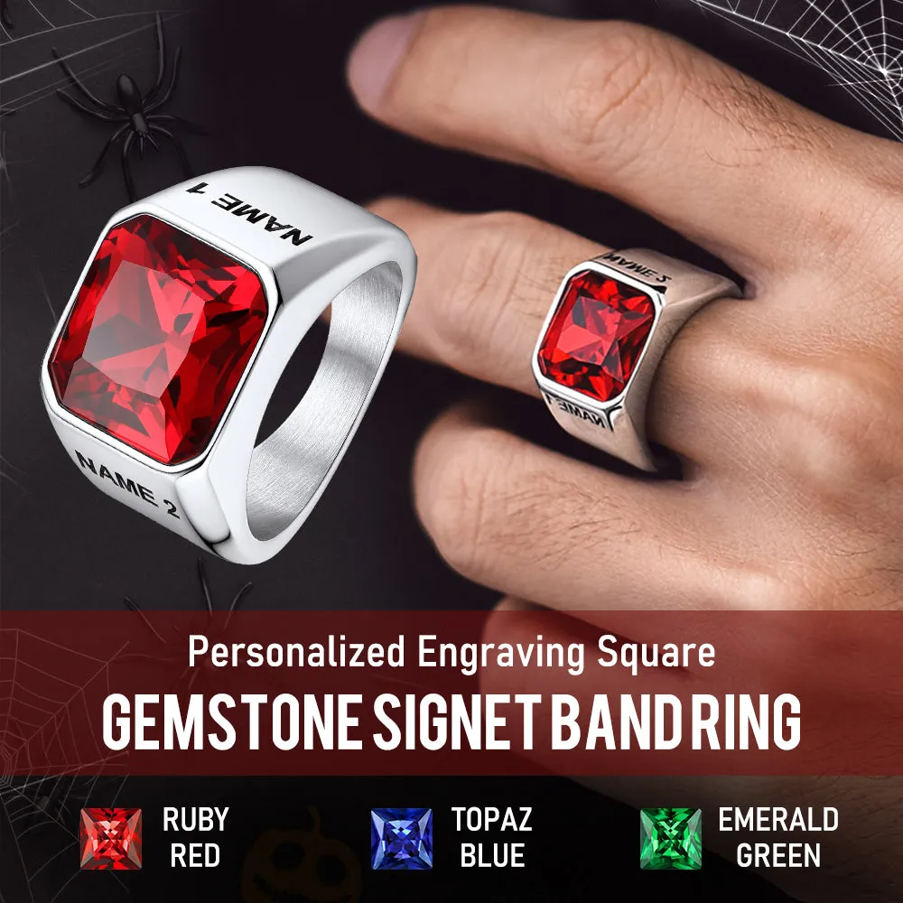 Modern CZ Gemstone Engraved Band Ring for Men sold by FaithHeart product image thumbnail 4