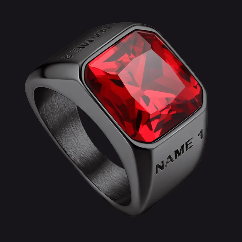 Modern CZ Gemstone Engraved Band Ring for Men sold by FaithHeart