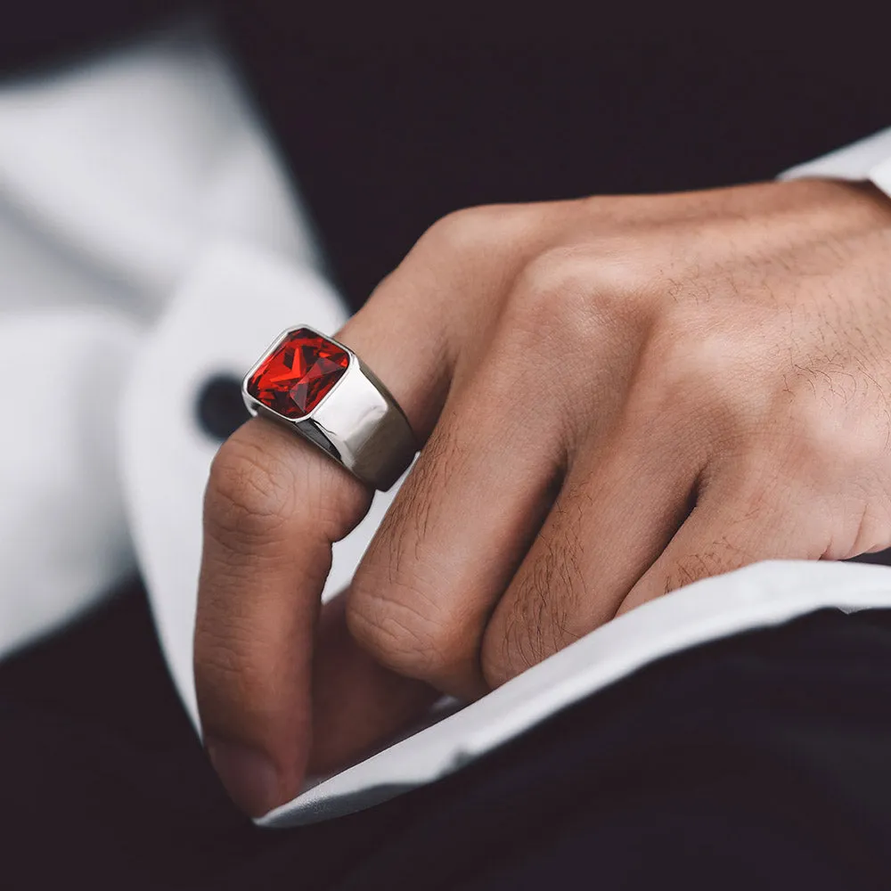 Modern CZ Gemstone Engraved Band Ring for Men sold by FaithHeart product image thumbnail 2