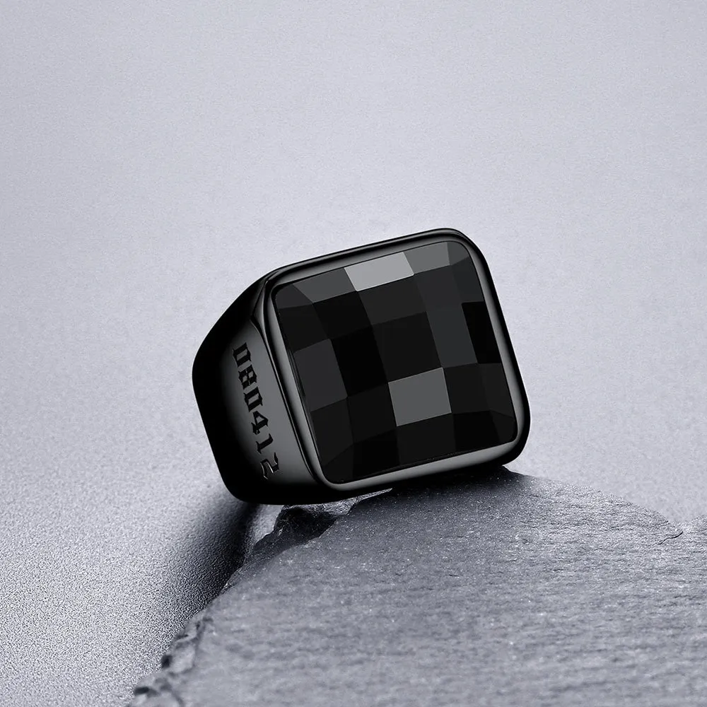 Custom Black Onyx Engraved Signet Ring for Men sold by FaithHeart product image thumbnail 5