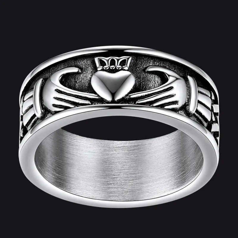 Celtic Claddagh Love Wedding Band Ring for Men Women sold by FaithHeart