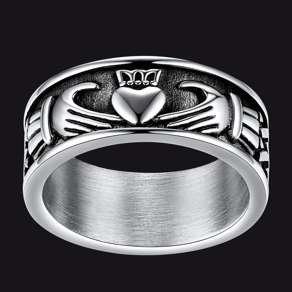 Celtic Claddagh Love Wedding Band Ring for Men Women sold by FaithHeart