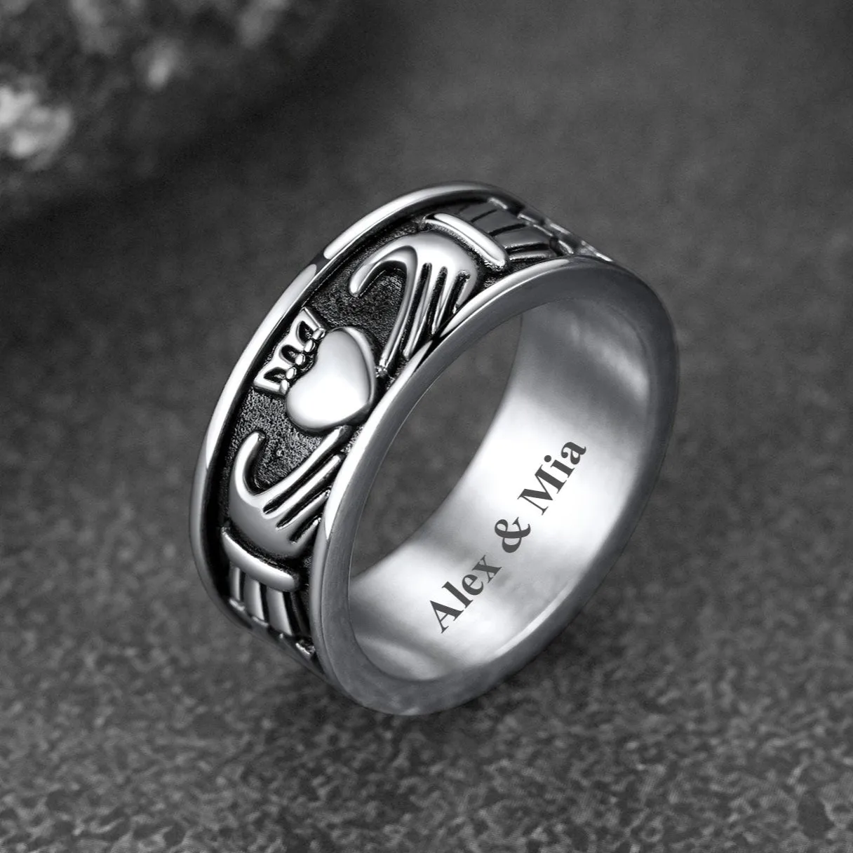 Celtic Claddagh Love Wedding Band Ring for Men Women sold by FaithHeart product image thumbnail 5