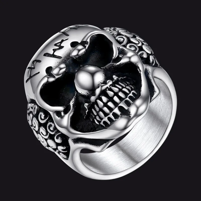 Gothic Joker Clown Skull Stainless Steel Ring for Men sold by FaithHeart