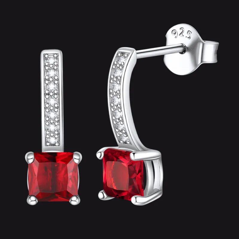 Dainty Birthstone Stud Drop Earrings for Women in Sterling Silver sold by FaithHeart
