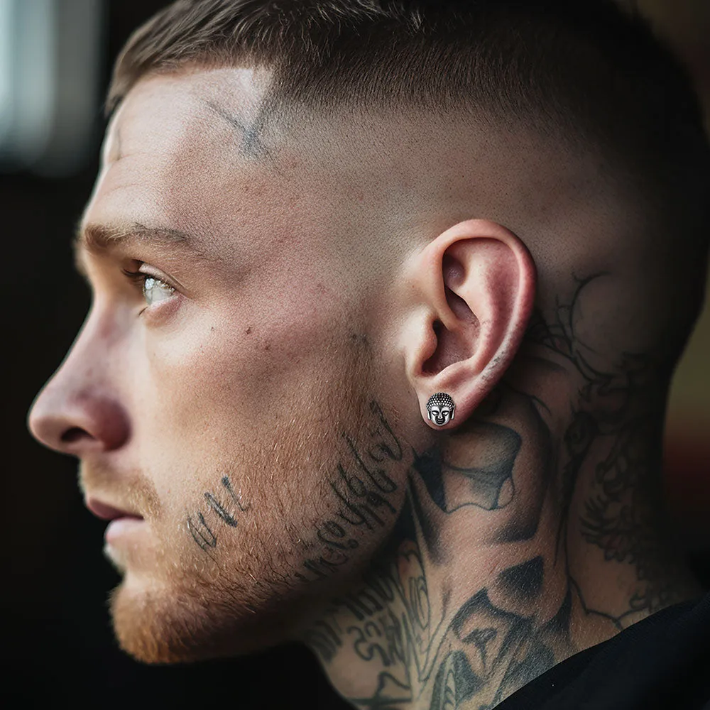 Flash Sale Retro Buddha Head Stud Earrings for Women sold by FaithHeart product image thumbnail 2