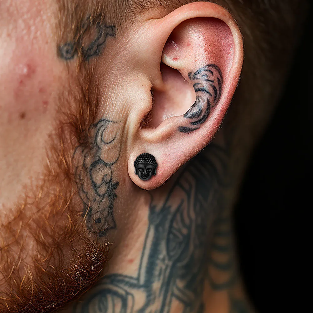 Flash Sale Retro Buddha Head Stud Earrings for Women sold by FaithHeart product image thumbnail 3