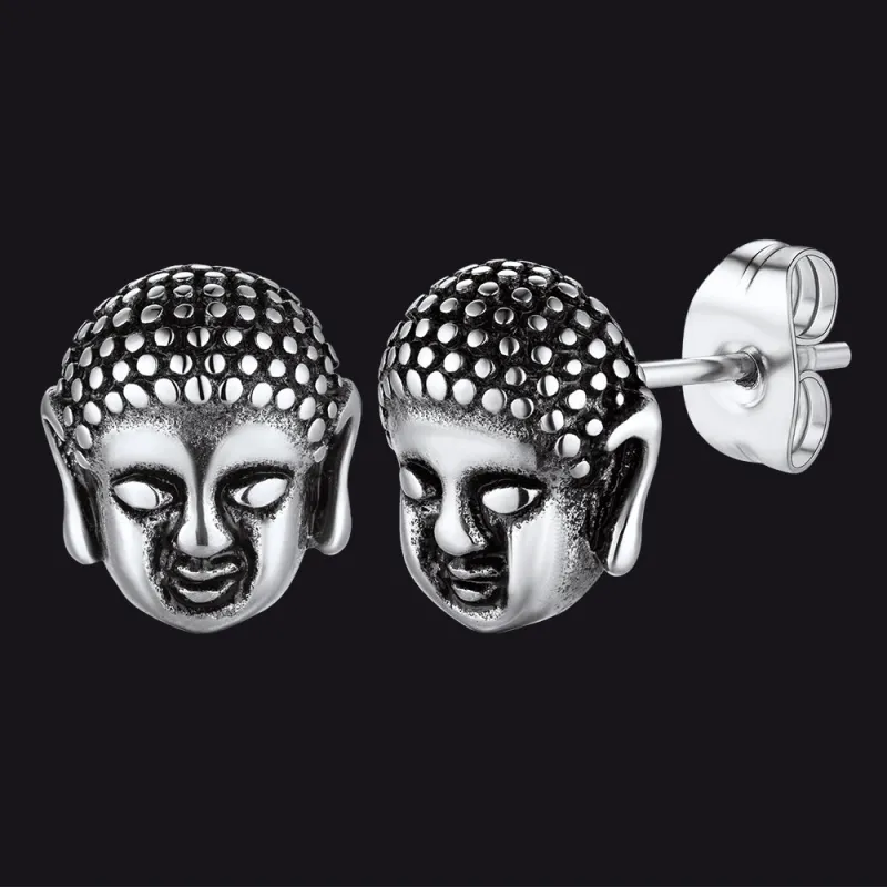 Flash Sale Retro Buddha Head Stud Earrings for Women sold by FaithHeart