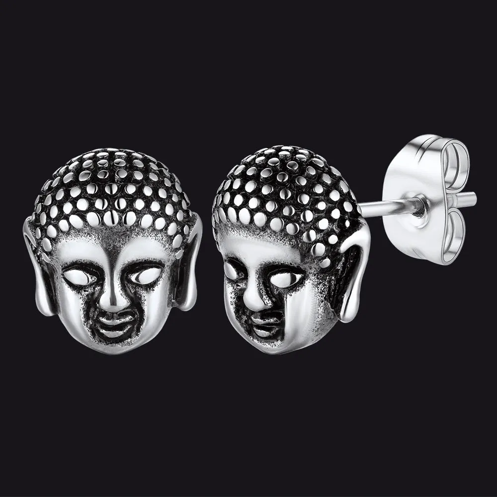 Flash Sale Retro Buddha Head Stud Earrings for Women sold by FaithHeart