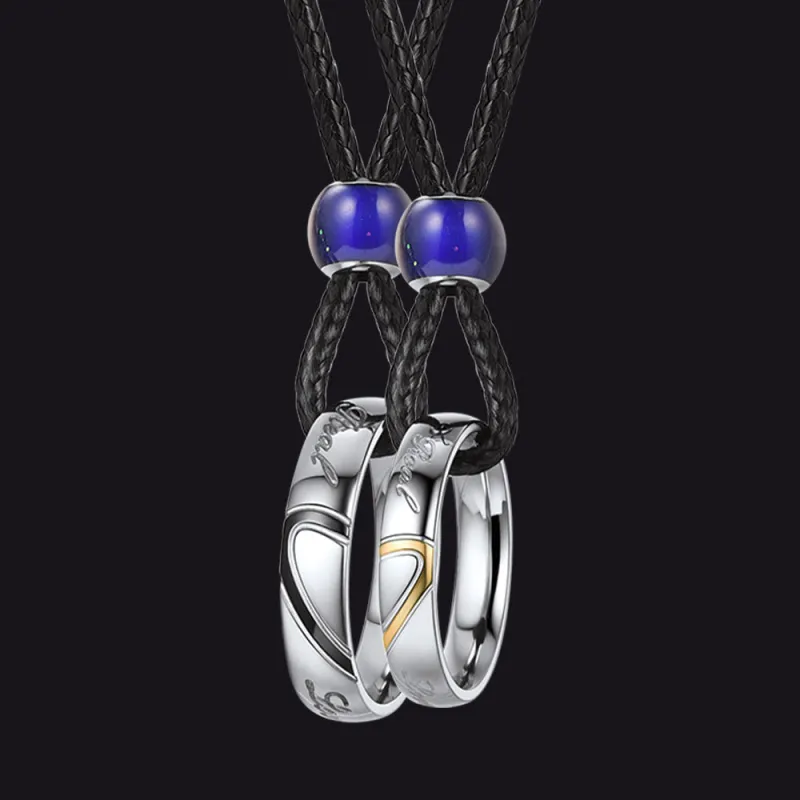 Promise Ring Wax Rope Leather Necklace for Couples sold by FaithHeart