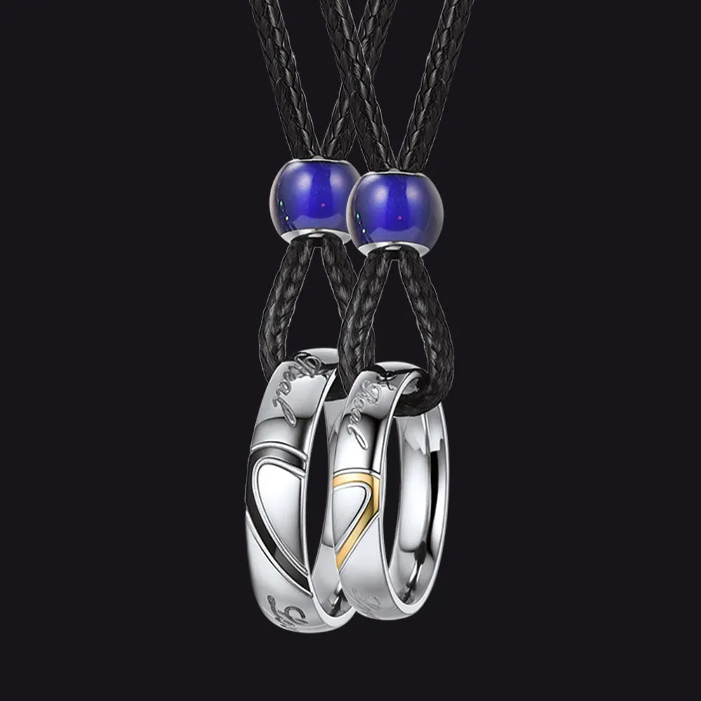 Promise Ring Wax Rope Leather Necklace for Couples sold by FaithHeart