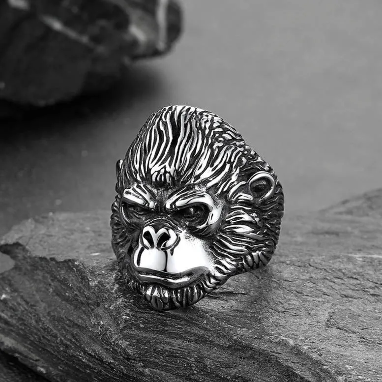 Biker Gorilla King Stainless Steel Ring for Men sold by FaithHeart product image thumbnail 3