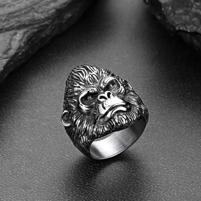 Biker Gorilla King Stainless Steel Ring for Men sold by FaithHeart product image thumbnail 4