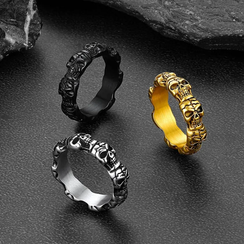 Punk Skull Statement Band Ring for Men in Stainless Steel sold by FaithHeart product image thumbnail 4