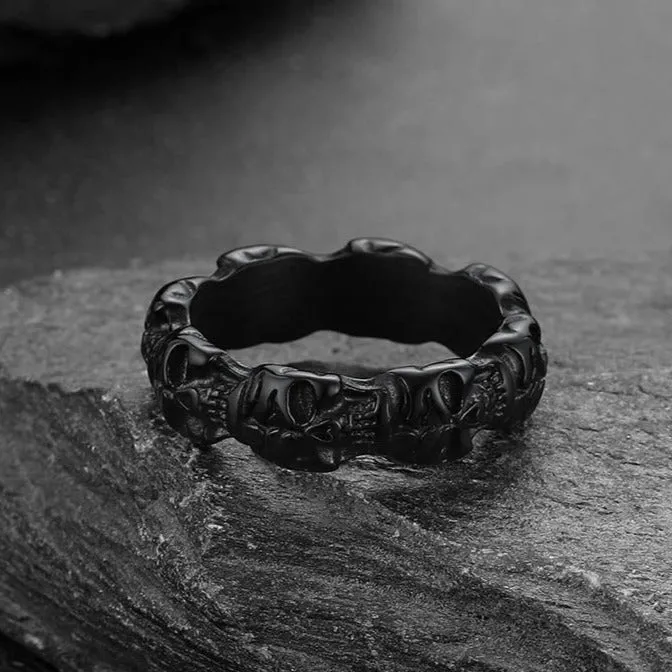 Punk Skull Statement Band Ring for Men in Stainless Steel sold by FaithHeart product image thumbnail 5